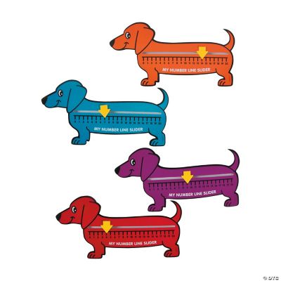 10" x 5" Happy Wiener Dog Number Line Cardboard Sliders 12 Pc