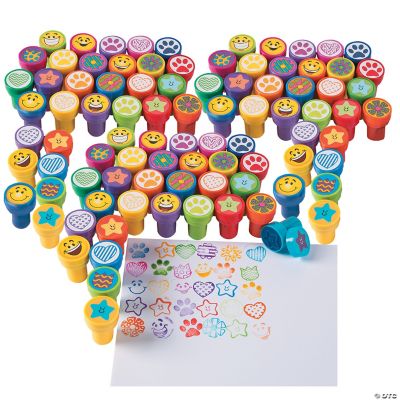 1 1/2" Bulk 210 Pc. Super Mega Shapes & Faces Plastic Stamper Assortment