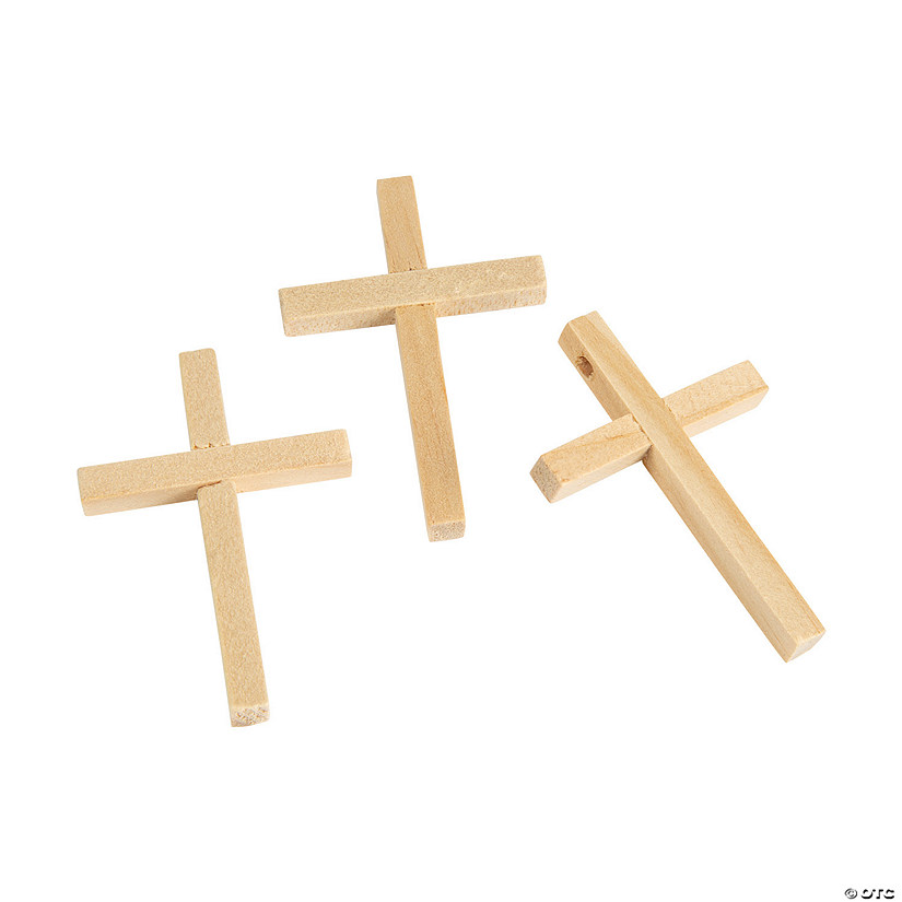 Unfinished Wood Cross Beads 100 Pc