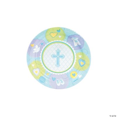 Blue Sweet Christening Paper Dessert Plates Oriental Trading
