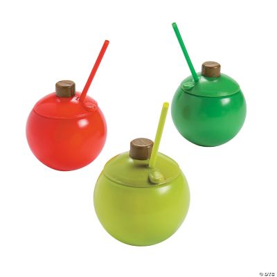 Christmas Ornament Cups with Lids & Straws Discontinued