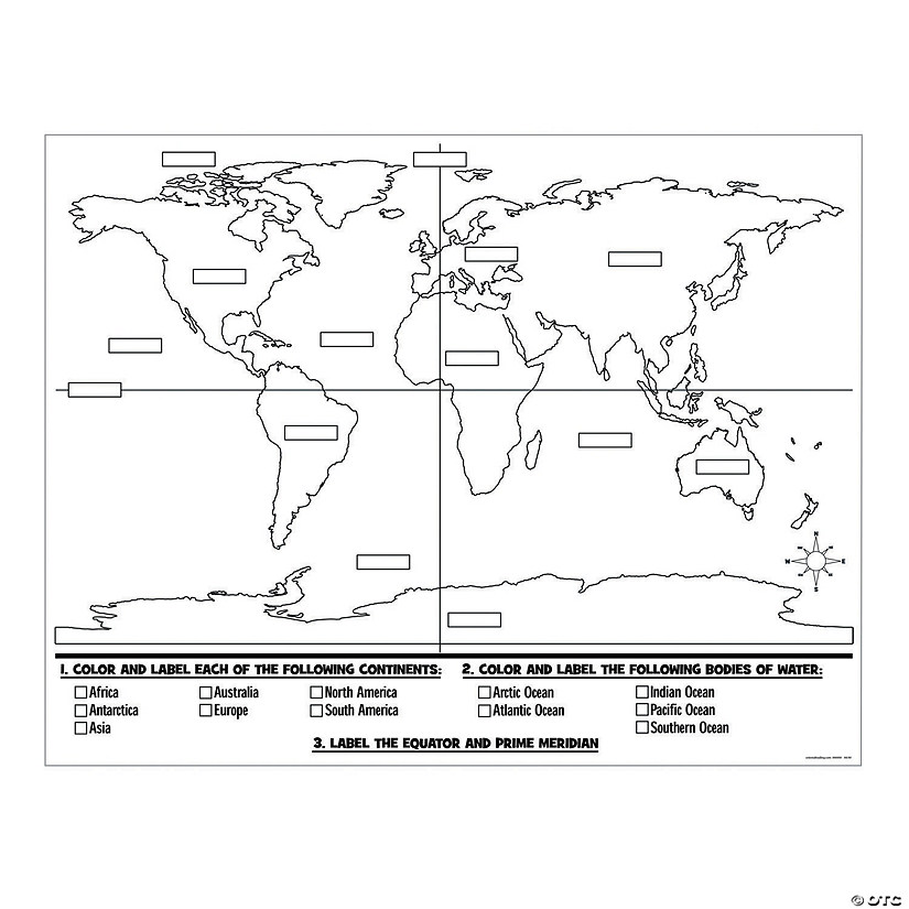 Color Your Own World Map Posters Oriental Trading