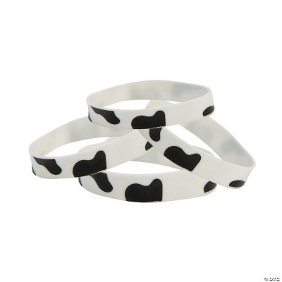 7" Black & White Cow Print Rubber Bracelets – 12 Pc.