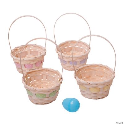 White Bamboo Easter Baskets with Ribbon - Discontinued