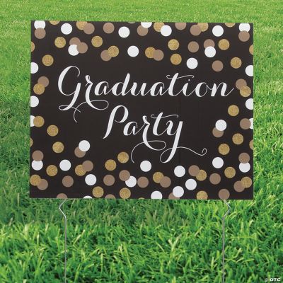 Black & Gold Graduation Yard Sign Oriental Trading