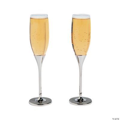 Stemless Champagne Flute Party Glasses with Hammered Style Copper Plated Bottoms, Set of 4