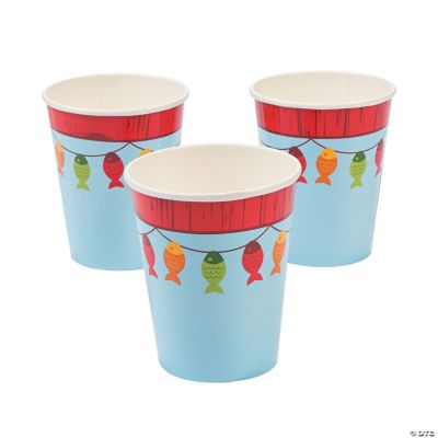 Little Fisherman BPA-Free Plastic Cups with Lids & Straws - 8 Ct.