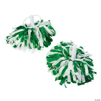 Green & White Spirit Cheer Pom-Poms - Pc. - Discontinued
