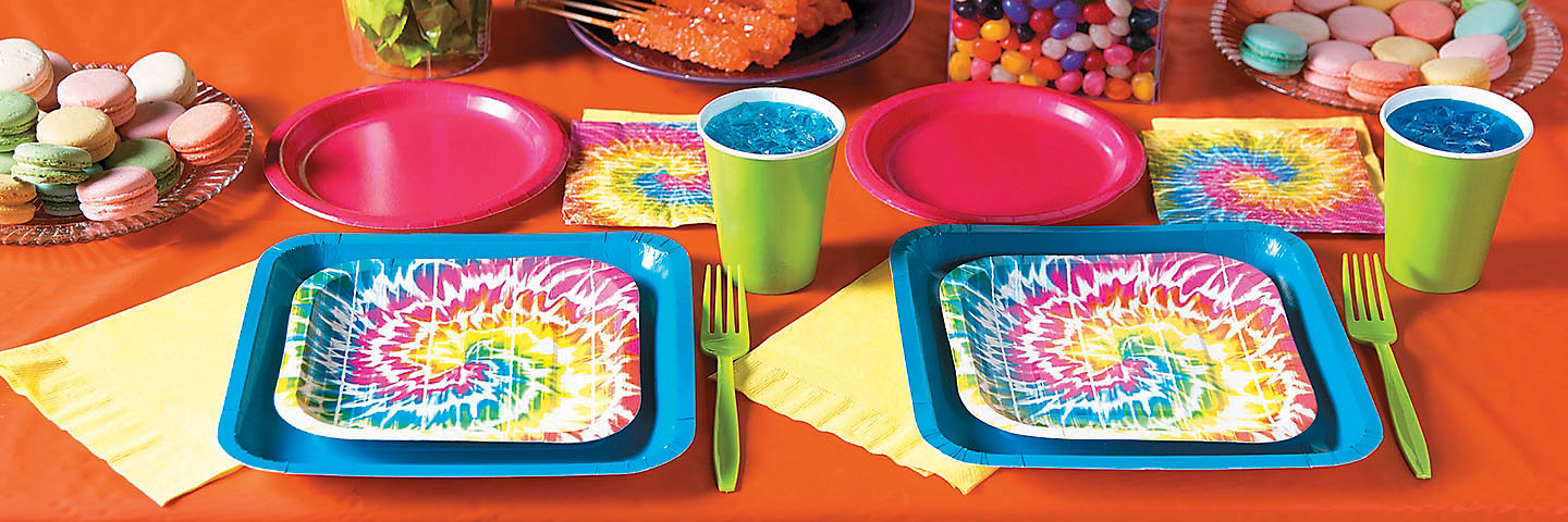 Includes Tie Dye Birthday Banner Perfect Tie Dye Birthday Party Decorations and Tie Dye Birthday Party Supplies! Tablecloth and Centerpiece Tie Dye Party Plates and Napkins Cups for 16 People Tie Dye Party Supplies and Decorations
