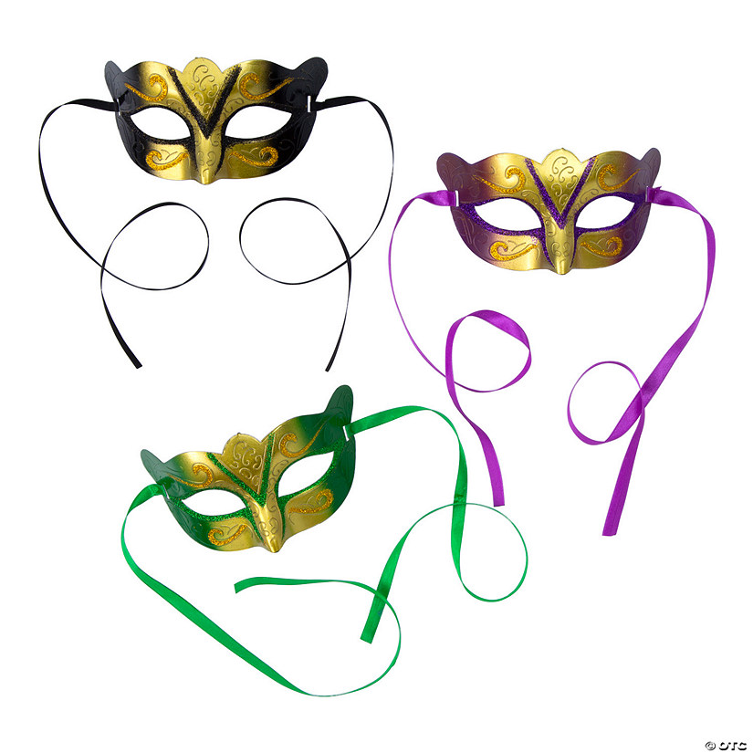 12 Pack Assorted Feather Masks Masquerade Mardi Gras Eye Masks 1 Dozen 