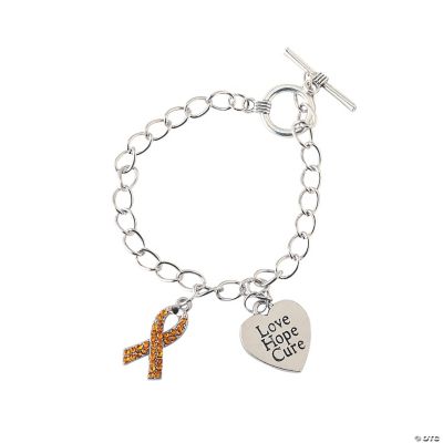 Gold Ribbon Awareness Bracelets with Charms Discontinued