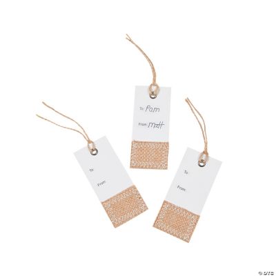 White Gift Tags with Burlap Accent - Discontinued