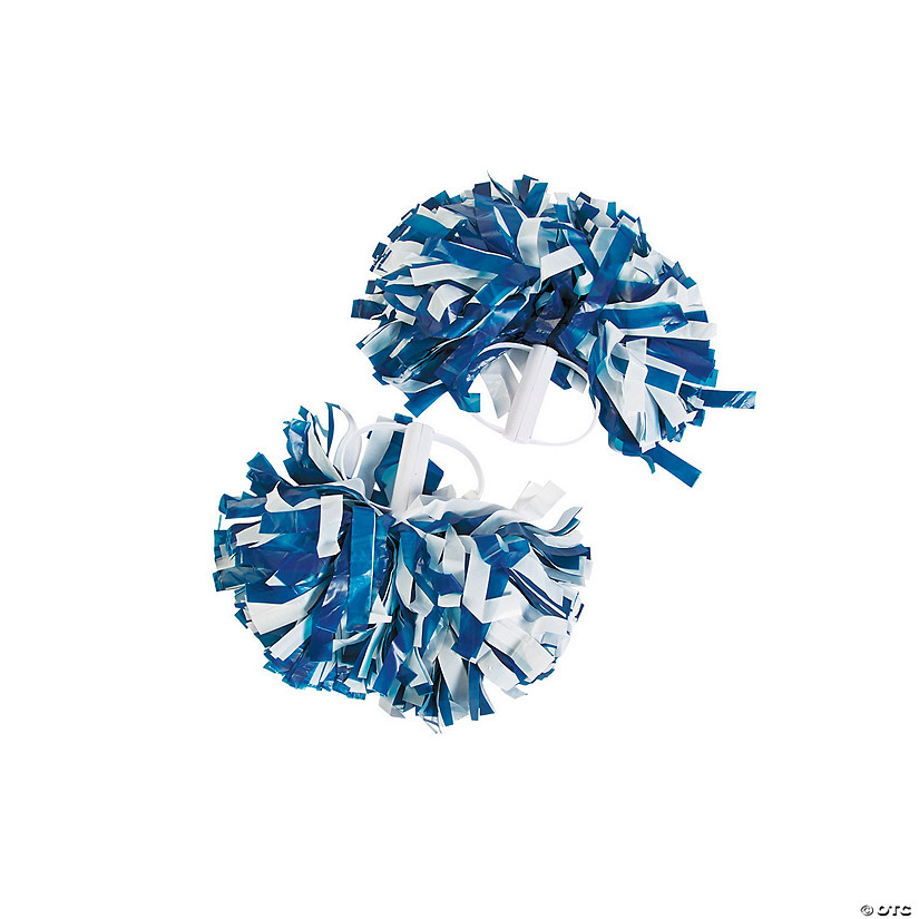 BLUE AND WHITE CHEER CHEERLEADER POM POMS GOOD CONDITION NICE 