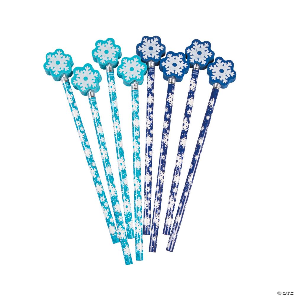 Snowflake Pencils with Pencil Top Eraser - 12 Pc. From MindWare