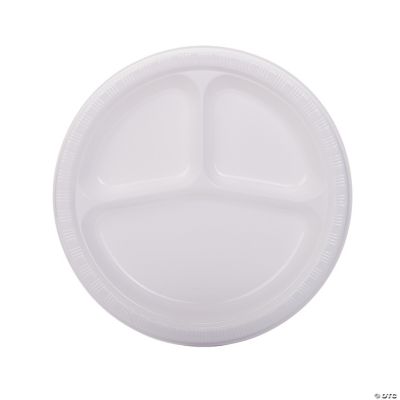 White Divided Plastic Dinner Plates 20 Ct. Oriental Trading