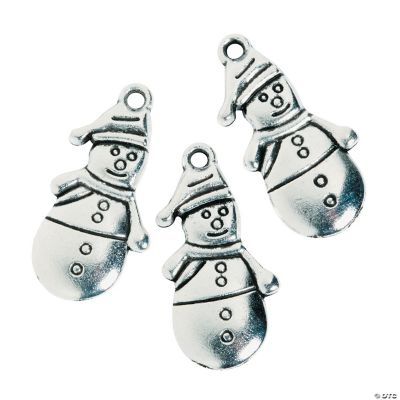 Ag Sterling Cubic Zirconia Snowman, Holly & Bow Charm main image 1