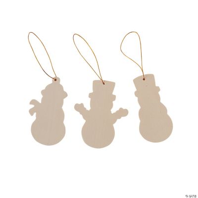 DIY Unfinished Wood Snowman Shape Ornaments 12ct
