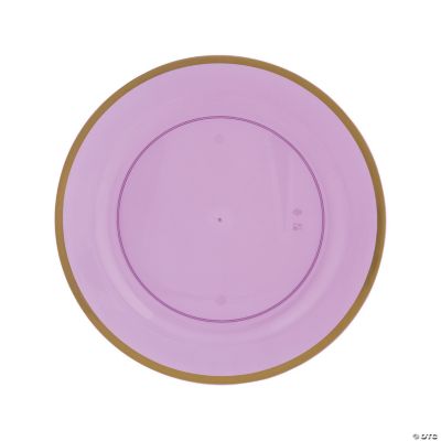 Premium Plastic Purple Dinner Plates with Gold Trim Oriental Trading