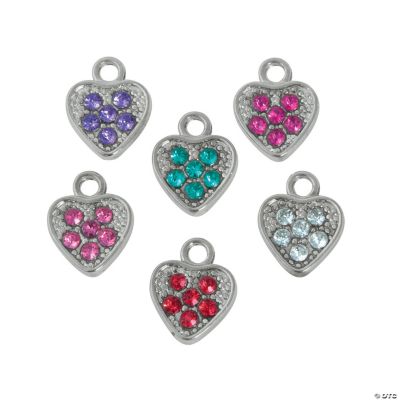 Rhinestone Heart Charms - Discontinued