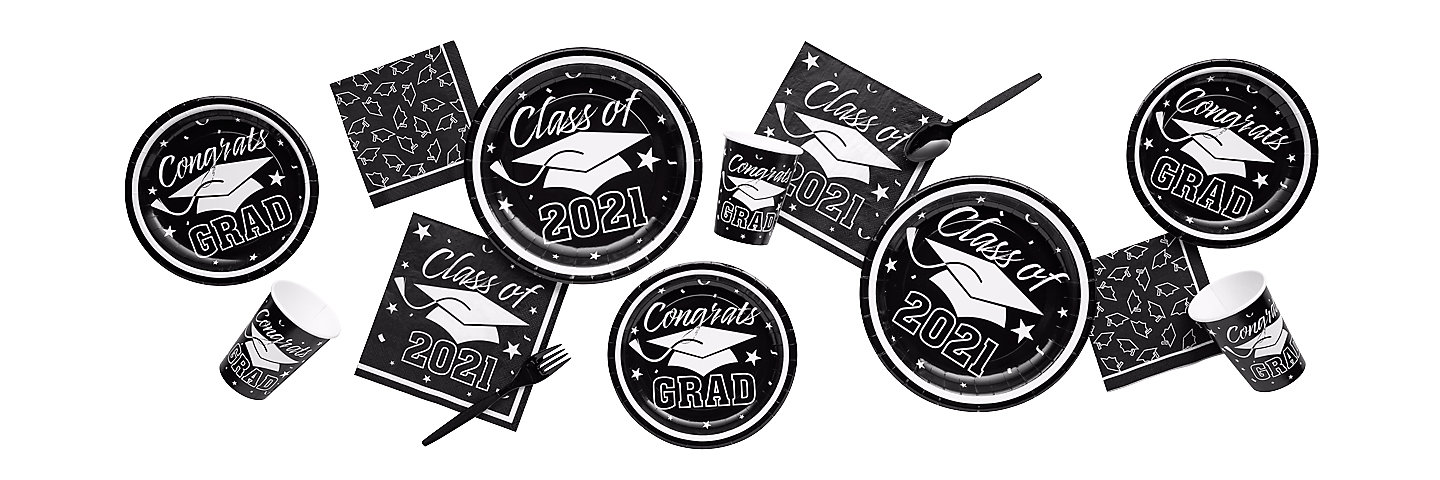 Black Class of 2021 Graduation Party Supplies