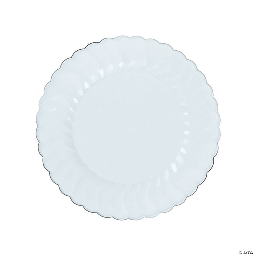180 6" Heavy Duty Scalloped Design Wedding Dessert Plates Clear-Black-Bone-White 