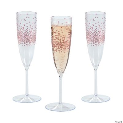 Rose Gold Plastic Champagne Flutes - 50-Pcs, Rose Gold  Glitter, 6.5 Oz Heavy Duty Wine Glass, Clear Plastic Toasting Glasses, Rose  Gold Rim Champagne Flutes, Plastic Wine Glasses for Parties