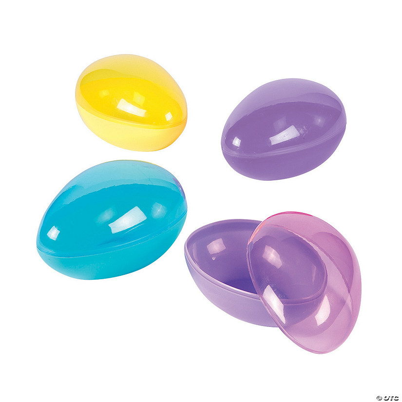 NEW SET/ 2 MEDIUM FILLABLE EASTER EGG PLASTIC CONTAINER HOLDS CANDY GIFTS 