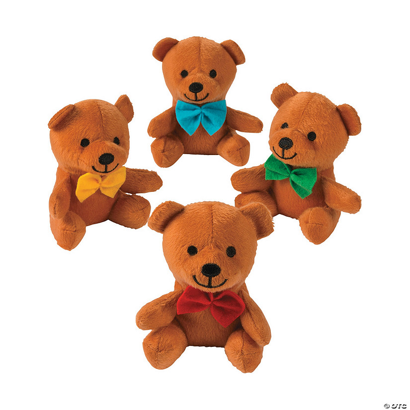 Teddy Bear bow-tie cute cuddly Teddy MINI sized assorted colors 6 pc box lot 