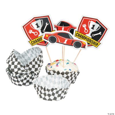 Race Car Birthday Cupcake Wrappers with Picks Oriental Trading