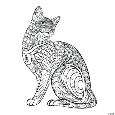 tribal cat adult coloring page free printable