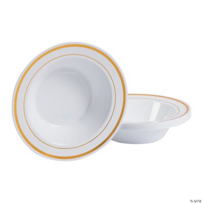 White Premium Plastic Bowls with GoldTrim