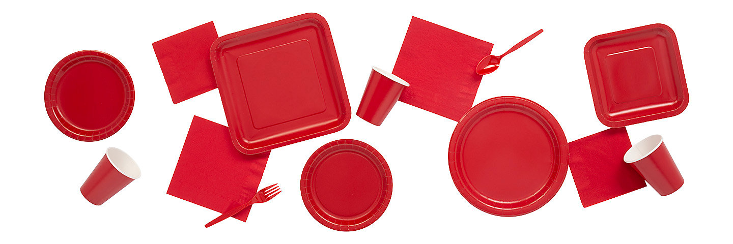 Solid Color Red Tableware