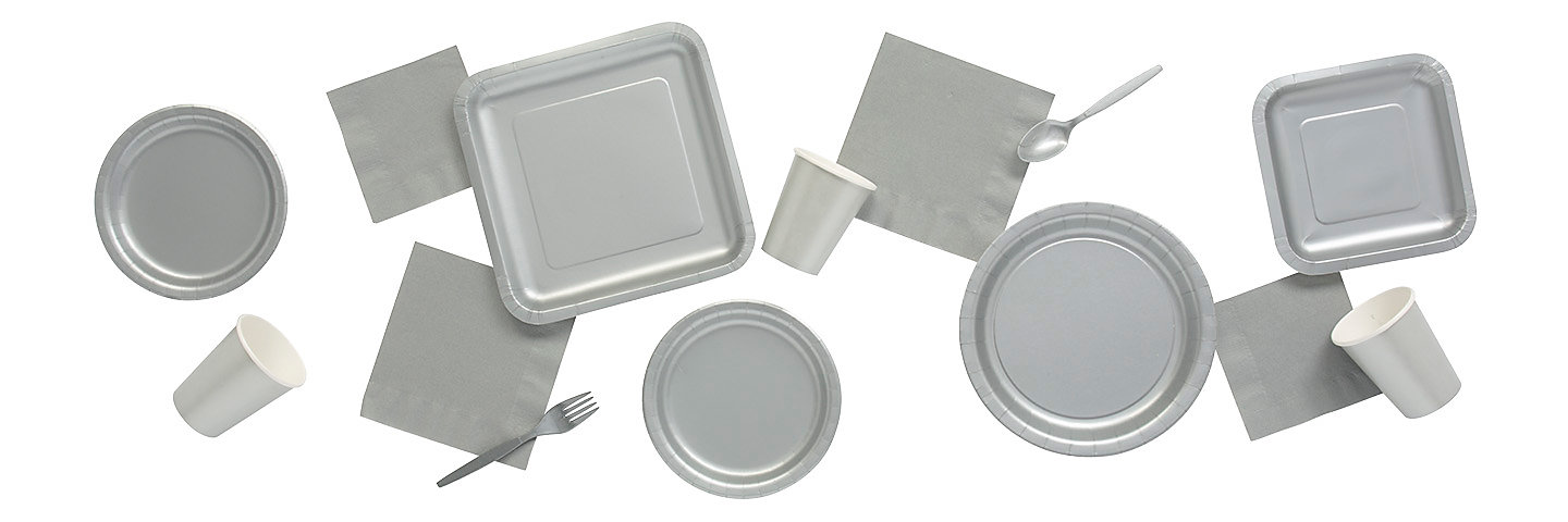 Solid Color Metallic Silver Tableware