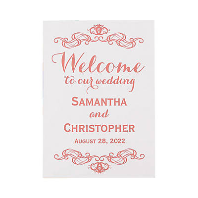 Coral Pink Welcome To Our Wedding Personalised Wedding Sign 