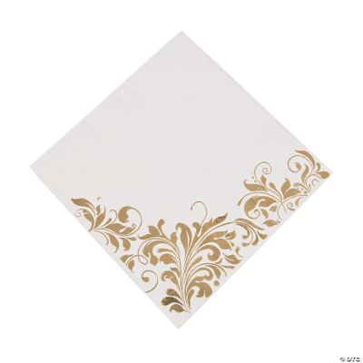 White with Gold Foil Luncheon Napkins Oriental Trading