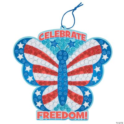 Patriotic Butterfly Sign Glitter Mosaic Craft Kit Makes 12