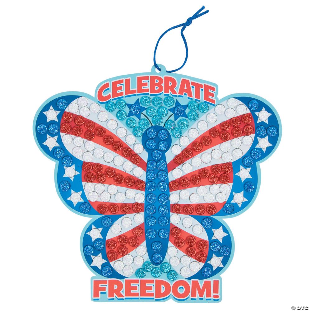 12 Pc 9" Patriotic Butterfly Sign Glitter Mosaic Craft Kit