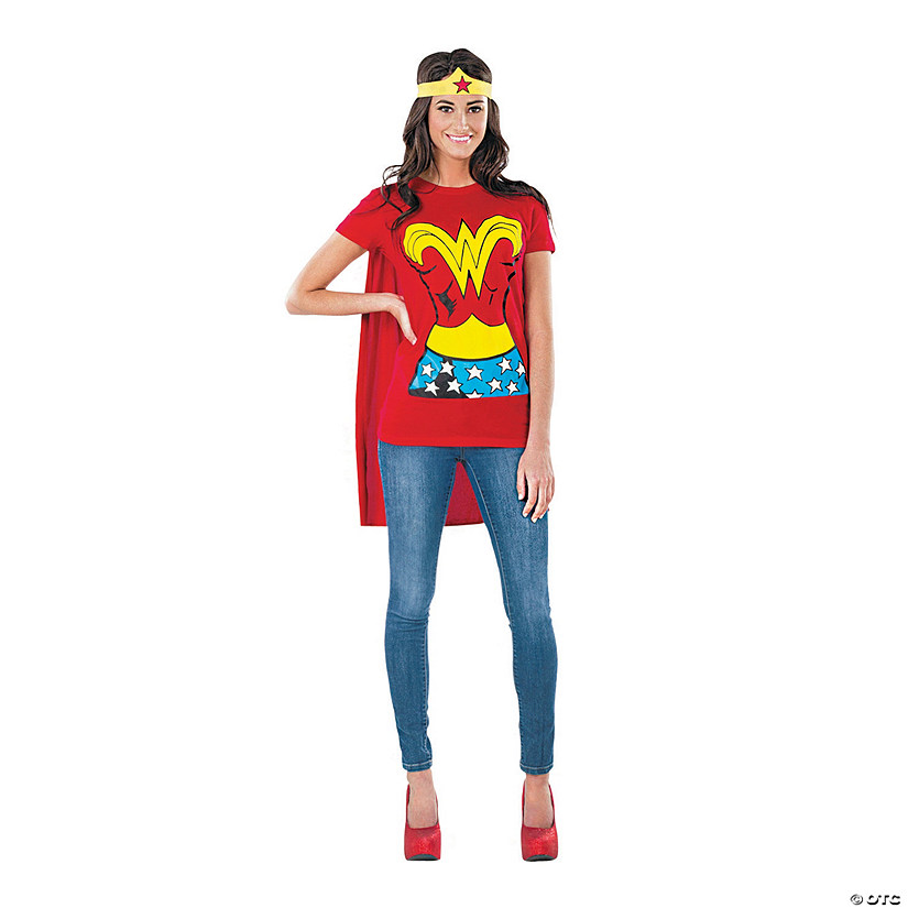 Women S Wonder Woman T Shirt Costume With Cape Oriental Trading - Wonder Woman Diy Costume Ideas