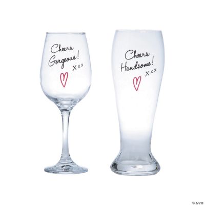 2 PC 8.5 Couple's Wine & Beer Glasses Set - Less Than Perfect