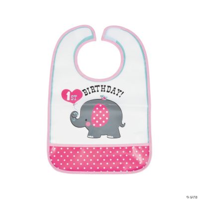 Pink Elephant 1st Birthday Bib