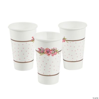 Floral Plaid White Bridal Shower Paper Cups 24 Ct Oriental Trading