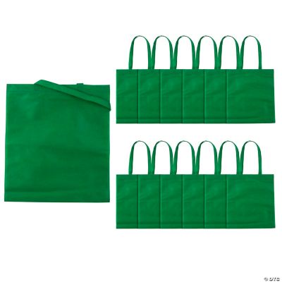 15" x 17" Large Green Tote Bags 12 Pc. Oriental Trading