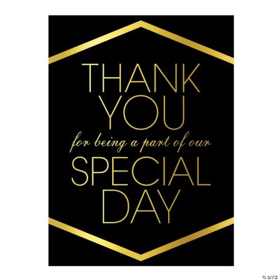 Black with Gold Foil Thank You Cardboard Sign Oriental Trading