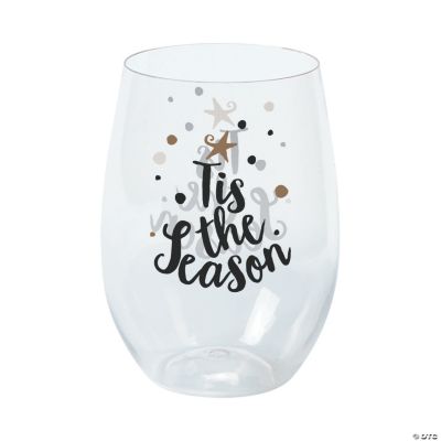 Bold Christmas Stemless Plastic Wine Glasses Oriental Trading