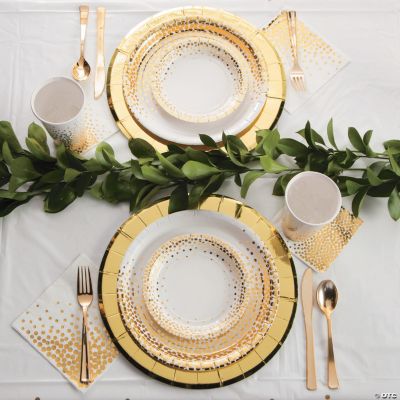 White With Gold Foil Dots Paper Dinner Plates 8 Ct. eBay
