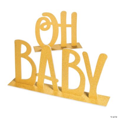 Oh Baby Cake Topper For Gender Reveal, Baby Shower Double Sided Gold Card  Stock