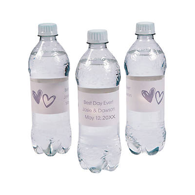 100 Modern Hearts Wedding Water Bottle Labels Personalized Wedding Party Event 