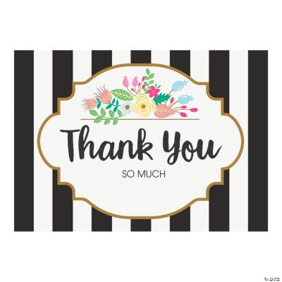Black & White Striped Bridal Shower Thank You Cards Oriental Trading