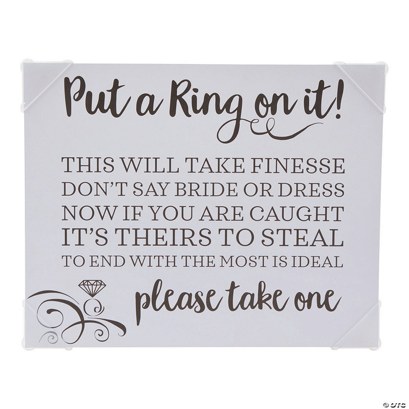 Put A Ring On It Bridal Shower Game Instructions Sign