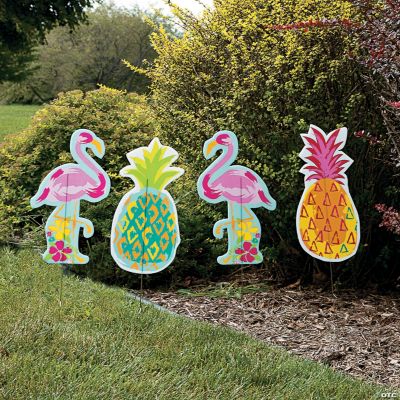 Pineapple & Flamingo Yard Stakes Oriental Trading